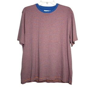 3/$20 💥Whisper Knits Men's Casual Blue & Red Striped Men's T-Shirt Cotton‎ Blend
